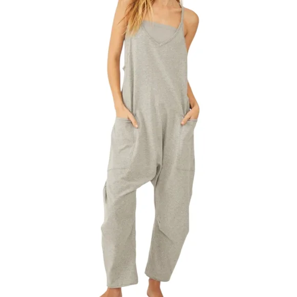 Women's Free People Movement Hot Shot Onesie Heather Grey Medium Soft & Comfy - Picture 1 of 8